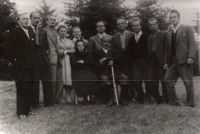 Veronika Maňáková (fourth from the left) with her siblings and parents in Moravian Wallachia, 1955