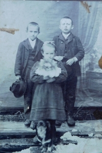 Her mum Anna Filipova with her brothers Emil and Wili