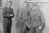 Stanislav Stojaspal (in the middle) in the military service in Prešov