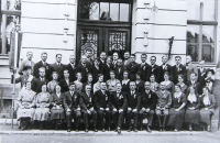 Staff of the municipal school, Libavá, 1933
