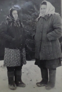 Nadija Andrijivna on the left with her friend