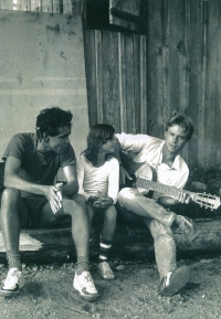 Marek Šlechta on the left) with his sister and his friends in Nízké Tatry mountains in 1987