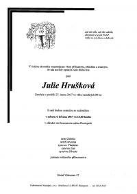 Smuteční oznámení úmrtí Julie Hruškové