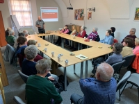 Evžen Adámek lectures at the Club of Active Seniors on the activities of the Regional Charity in Znojmo