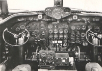 Inside the cocpkit of DC-4, the adapted version used by Swissair in 1946