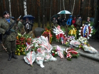 The memorial spot of the Great Escape - the memorial after the end of the remembrance ceremony.