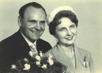 Wedding photograph of Vilém and Blanka Bufek. 1961