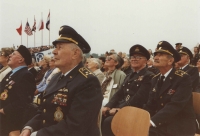 The first army air show in a free country in the modern history of Czechosolovakia at the Kbely airport on the 13th September, 1991. The airmen kept looking towards the sky where one airplane after another whizzed by. In the row behind colonel Irving, colonel Jirousek is standing. They knew each other from their studies and training in the army school in Prostějov.