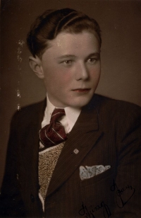 Coloured photograph of Jan as a student of middle school in Nýřany