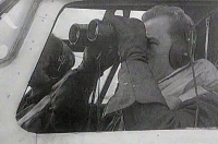 Jan Irving in cockpit of "his" Liberator during a guard