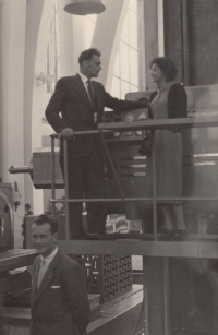 At the International Engineering Exhibition in Brno with his future wife Marie (1950s)
