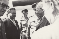 Setkání s prezidentem ČSSR Gustávem Husákem, na pohraniční rotě Trojmezí 5. brigády Pohraniční stráže v Chebu (23. srpna 1979)