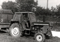 Josef Davídek as a tractor driver in agricultural cooperative (1980s)