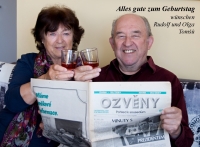 S manželkou při oslavě tříletého vydávání vlastních novin Ozvěny