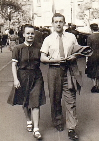 With his girlgriend and future wife during studies in Prague in 1946