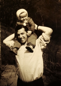 Karel Hrubý with his fifteen-months old son. The next day he was arrested.