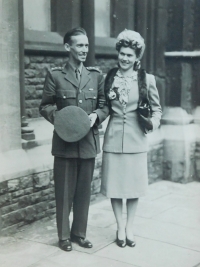 The wedding photograph of Miroslav Kopecký and his British wife Sheila 