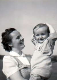 The wife of Karel Hruby with the son. The son grew up without his father until he was six