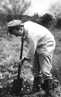 During soil sample extraction, Mokré louky (1978)