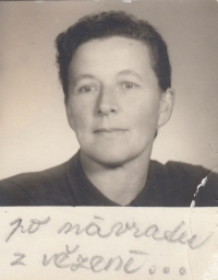 Matka pamětnice Marie Lišková po návratu z vězení