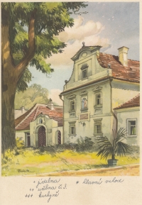Krajský dětský domov v Zeyerových Sadech ve Vodňanech, tzv. stará budova, dobová pohlednice