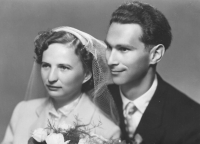 Wedding photo of Lubomír and Marie Šiks in 1957