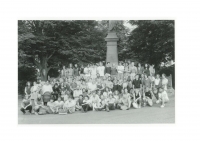 A group photo of participants in a Havlíček Youth march to Havlíčkov Borová on July 29, 1989, Tomáš Holenda is in the top row all the way to the left