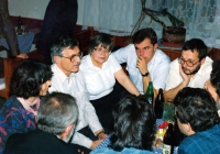 Václav Klaus se zástupci novojičínského Občanského fóra / 1990