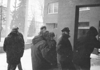 Representatives of Jihlava Civic Forum on their way to a District Committee of the Communist Party's meeting, where they presented their demands