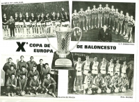Jiří Zídek na archivní fotografii čtyř nejlepších týmů z Poháru mistrů evropských zemí 1966-76 (tým Slavie vlevo dole, JZ druhý zleva v horní řadě)