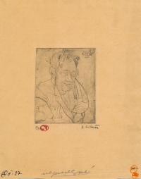 Václav Sivko - drypoint, portrait of Josef Sudek 