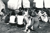 Summer camp in Koloděje, Dagmar Housková, first from left. 1970