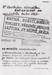 "What do you think, cooperative farmers in Hroznětice and Radňov?" Cooperative farms´good work propaganda - Radňov is mentioned. 