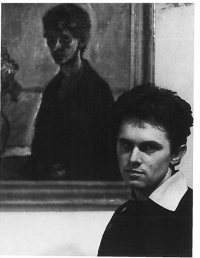 Milan Dobeš in front of his painting