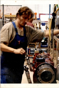 Martin Fejfárek at work in the Linde factory in Český Krumlov. Around 2008
