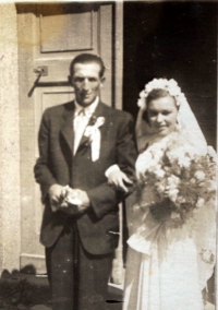 A wedding photograph of the witness (r. 1947)