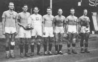  His father, Milan Fráňa, first from the left, with a Moravian handball team during the Czech handball cup 