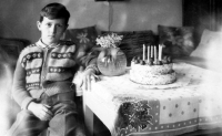 Vladimír Šiler during the celebration of his 7th birthday in 1957