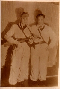 I. P. Stepanov, a partisan commander, with his aide  