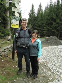 Tomáš, the witness' s brother, with his wife Majka on a trip to Ostrý, 2019