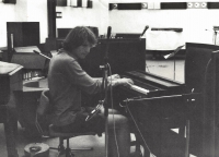 Miloš Vojtěchovský playing harmonium, Mozart K band recording session; Bratislava, 1981