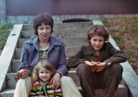 With his mother and sister at Rohule, Ledeč area, 1979