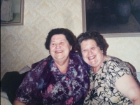 Alžbeta´s mother Helena with her sister Eva, Levice, 1990s.
