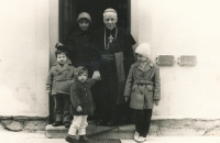 Visiting Cardinal Beran in Mukařov with her mother and siblings, 1964