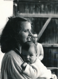 With her son, Ludvík, 1988