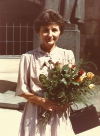 RNDr. Jiřina Nováková, candidate graduation in Karolinum, Prague 1982