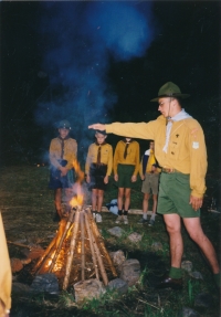 Stanislav Balík by the campfire