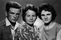 Marie Vašková with her mother and brother, 1960s
