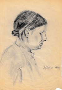 A portrait sketched by Alois Běťák