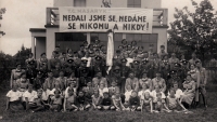 Group photograph  of Sokols and Soběslav firefighters